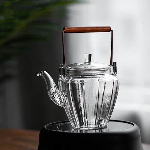 耐高温玻璃煮茶壶泡茶家用茶具套组提梁烧水壶煮茶器黑晶炉泡茶壶