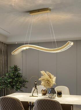 法式轻奢餐厅吊长方灯形一字水灯晶饭厅长条吧台餐桌灯DXH6623具