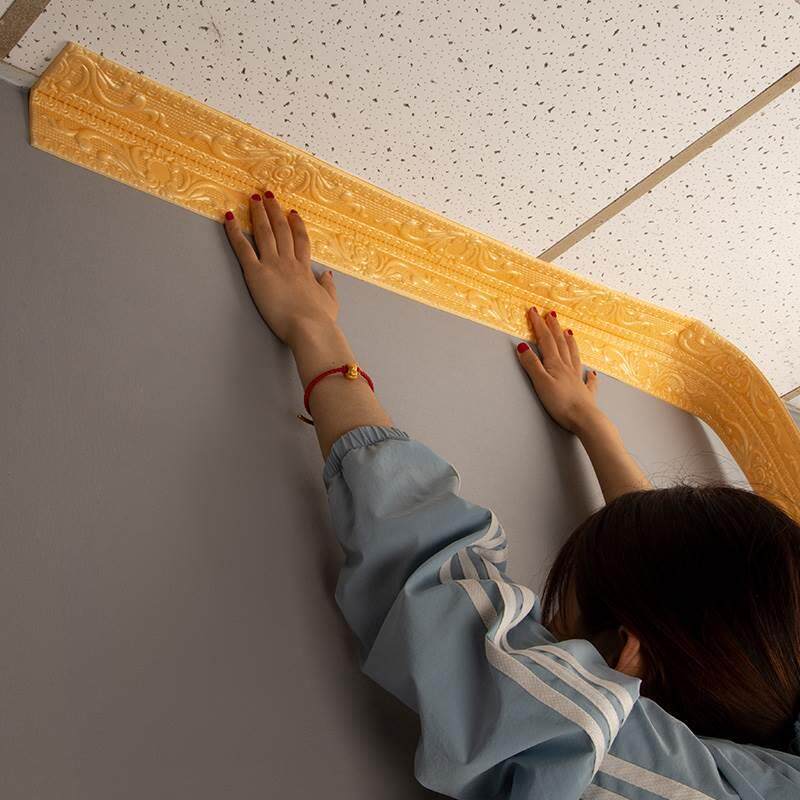 自粘天花板顶角线3d立体腰线墙贴阴阳角门框踢脚线电视背景墙徐萍