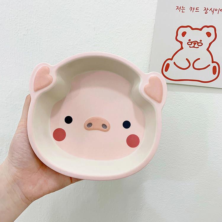 韩国ins风一人食可爱小猪猪造型餐盘卡通防摔早餐点心碗甜品餐具