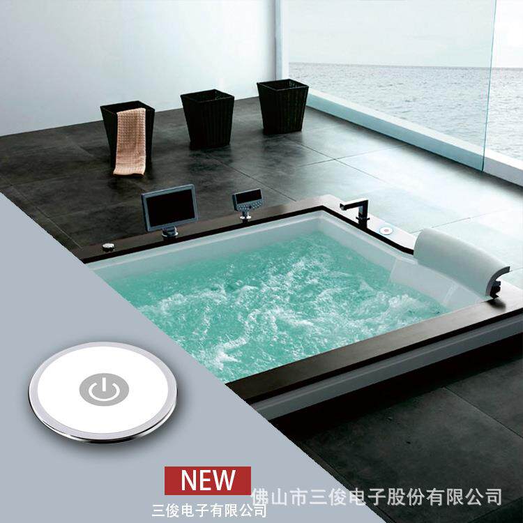 亚克力浴缸冲浪按摩浴缸一键式智能浴缸水泵控制器圆形控制面板