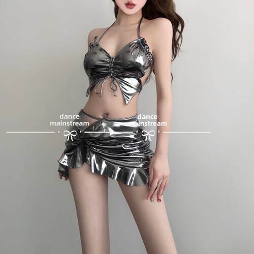 新欧美酒吧Dj女团Gogo Show领舞Ds表演爵士舞性感银裙套装舞台