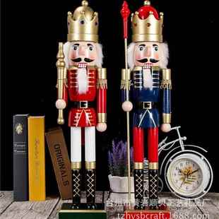 圣诞装 43饰品彩m绘木质工艺品英伦风木60c胡夹子偶家桃居摆饰