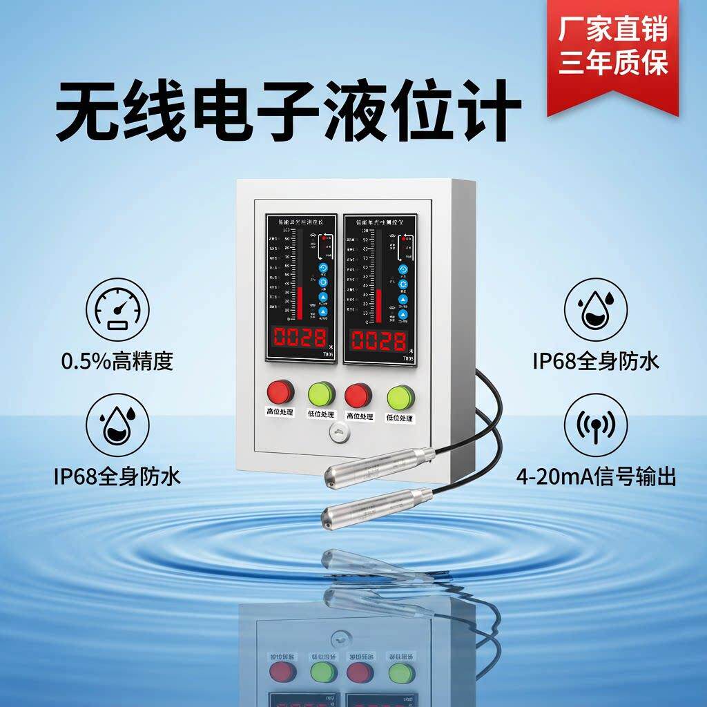 无线电子液位计消防水池光柱液位水位显示器报警器远程液位传感器