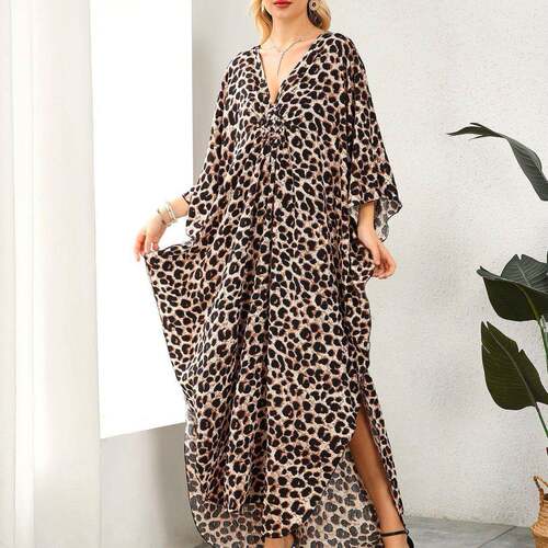Women Kaftan Dresses Plus Size V-Neck Batwing Sleeves,