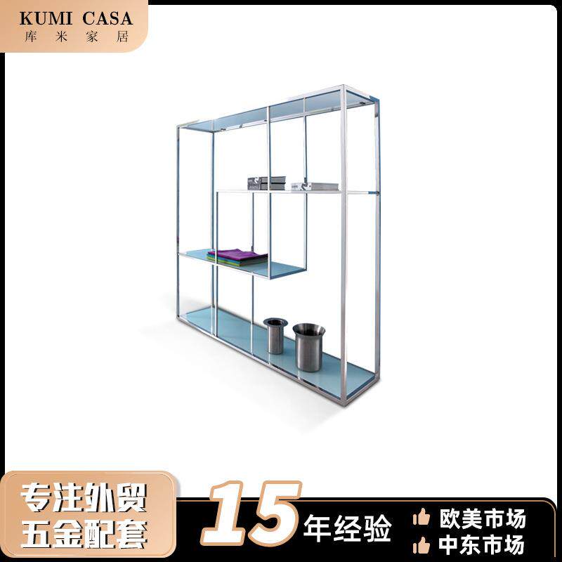 简约不锈钢落地陈列架玻璃服装店置物架轻奢酒柜透明展示柜收纳架