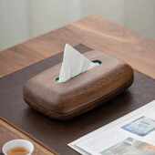 胡桃木纸抽盒新中式 实木纸巾盒轻奢客厅餐厅酒店餐桌餐巾抽纸盒