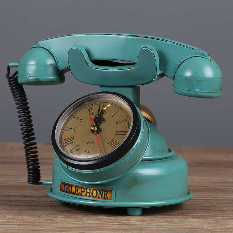 创意新品电话机台钟美式复古卧室静音座钟 办公室店铺橱窗装饰钟,特色手工艺,其他特色工艺品,淘宝优惠券,粉丝福利购,淘宝优惠卷
