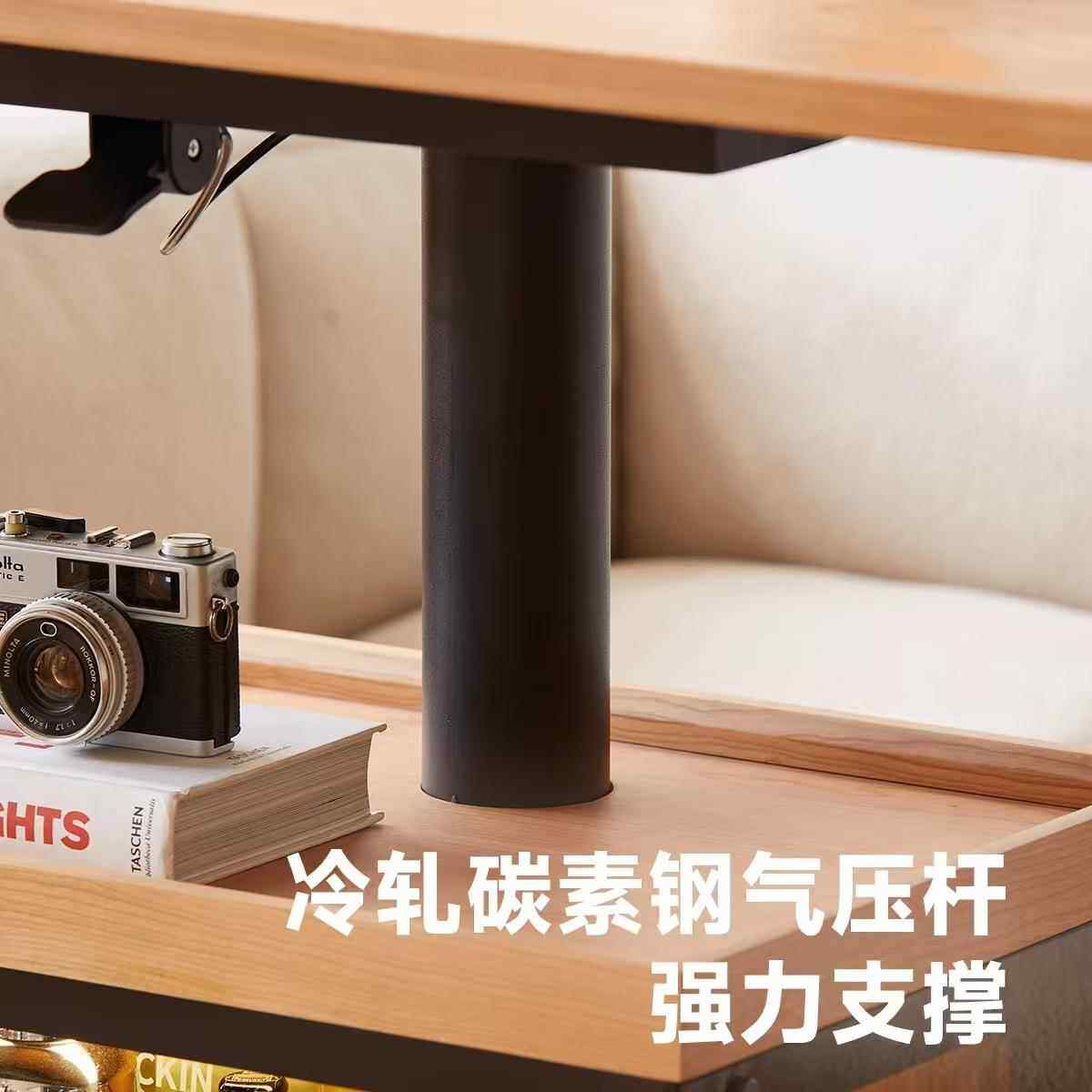 镜湖茶车实木升降茶几餐桌移边两用樱桃木厅折叠伸客缩OCN可动几