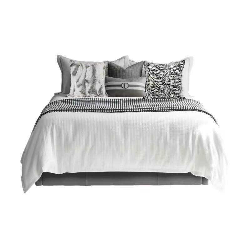 现代轻奢样板房床上用品家具卖场真兔毛咖色复古软装样板间床品