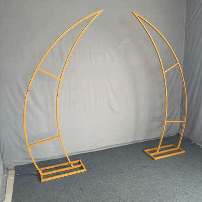 新款婚庆道具拱门铁艺牛角门羊角门户外草坪婚礼花架拱门舞台背景