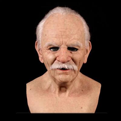 Old man old grandfather human face wig old man mask young