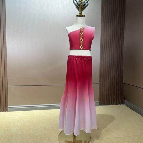 正品儿童傣族舞蹈裙女演出服童孔雀裙舞鱼裙包臀大摆练习裙少尾数