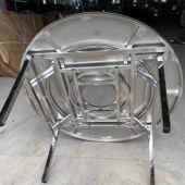 内加置厚不锈钢圆桌无品牌 仿理石纹可折叠家用饭带转盘桌餐彩图