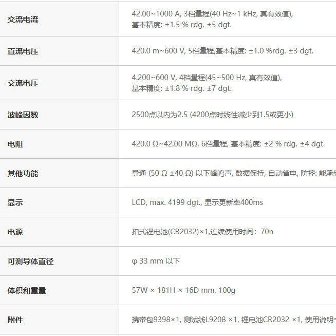 HIOKI 日置 AC钳形表 CM3289