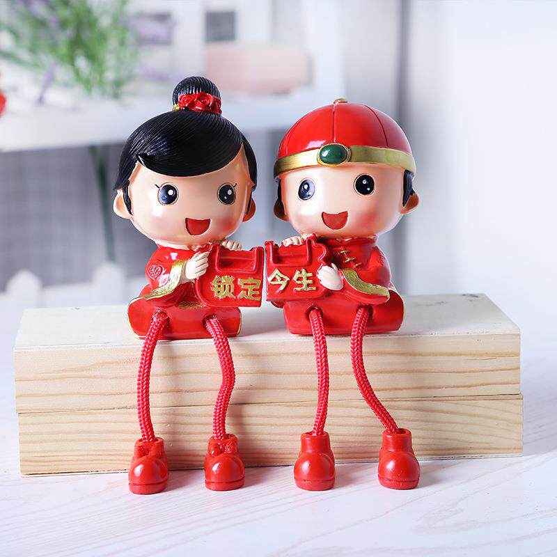 中式喜庆树婚房娃装饰摆件吊脚亲嘴娃f020意脂工艺礼品家居创手工