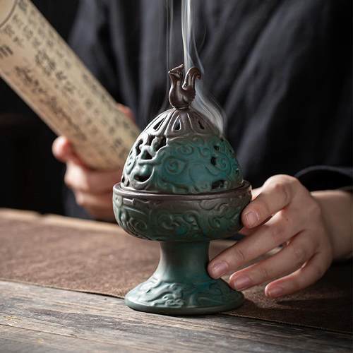 陶瓷窑变博山炉家用室内香薰炉盘香炉禅意茶道檀香薰香炉摆件沉香