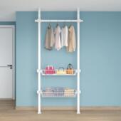 2立杆挂 架组钢金属租房装 工厂直供简易衣柜开放式 全出挂转角挂式