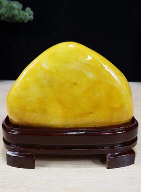天然收藏精品黄龙玉奇石收藏观赏石原石镇宅风水黄色石头家居摆件