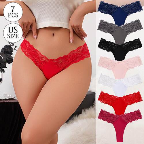 Floral Lace Cutout Thong Panties Women Womenswear Striped