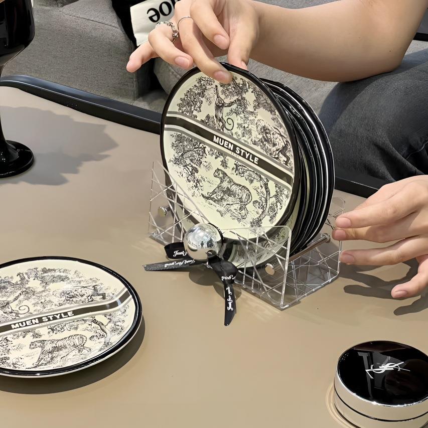 陶瓷吐骨碟家用高档桌面装垃圾小吃骨头水果收纳盘子碟子精致菜碟
