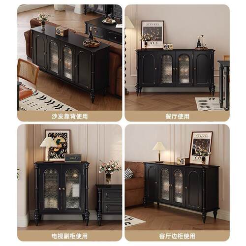 复柜古美式餐边柜法式FIU简约客厅靠储墙一体家用收纳物厨茶水房