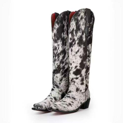 2025 new leopard print imitation horsehair knight boots