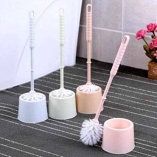 Candy-colored toilet brush set with base, Nordic style strai