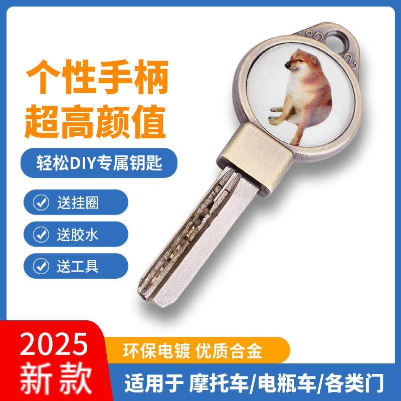 Cheems狗狗钥匙改装柴犬meme沙雕表情包电摩托车钥匙柄替换头夜光
