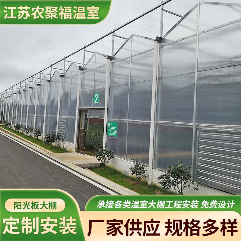 阳光板温室大棚蔬菜花卉智能温室大棚防风全方位采光玻璃温室大棚