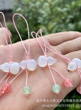 手工编织玛瑙葫芦提溜 挂玉髓件小DIY玉包坠77848手机链可爱箱挂