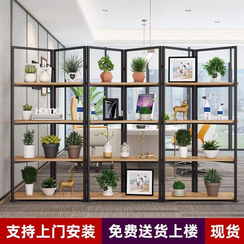 屏风书架办公室花架置物架铁艺隔断工业风置物架展示架陈列架货架