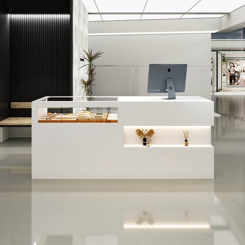 服装店中岛柜流水台饰品店摆件展示台女装店抽屉收银中岛台带玻璃