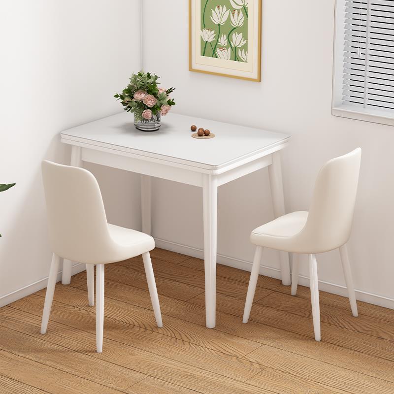 高档餐桌缩家用小户型可折叠合伸现代简约实木椅桌子奶油风餐桌组