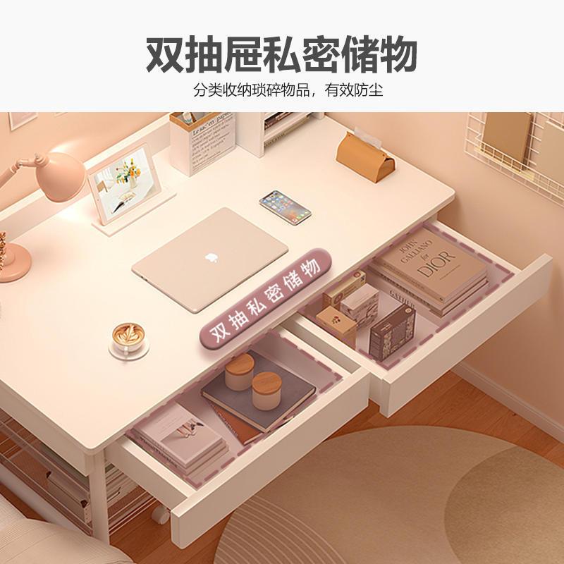 收桌子卧室电带抽屉书学生化妆学习桌出租HRzta736屋办公桌脑桌纳