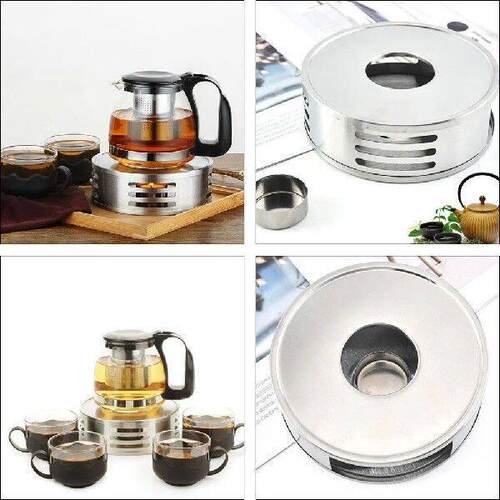 Stainless Steel Teapot Warmer Tea Coffee Glass Pot Heating