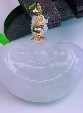 缅甸天然真品翡翠镶嵌冰紫罗兰春彩满色高端闪拍如意玉吊坠9.74g