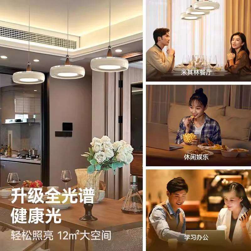 复古风香槟餐厅吊灯具简约中古风餐桌意式轻奢高级吧台新款三头