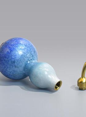 全铜小361-19葫摆件关面客厅桌摆设装玄饰品空心开口芦蓝色葫芦工