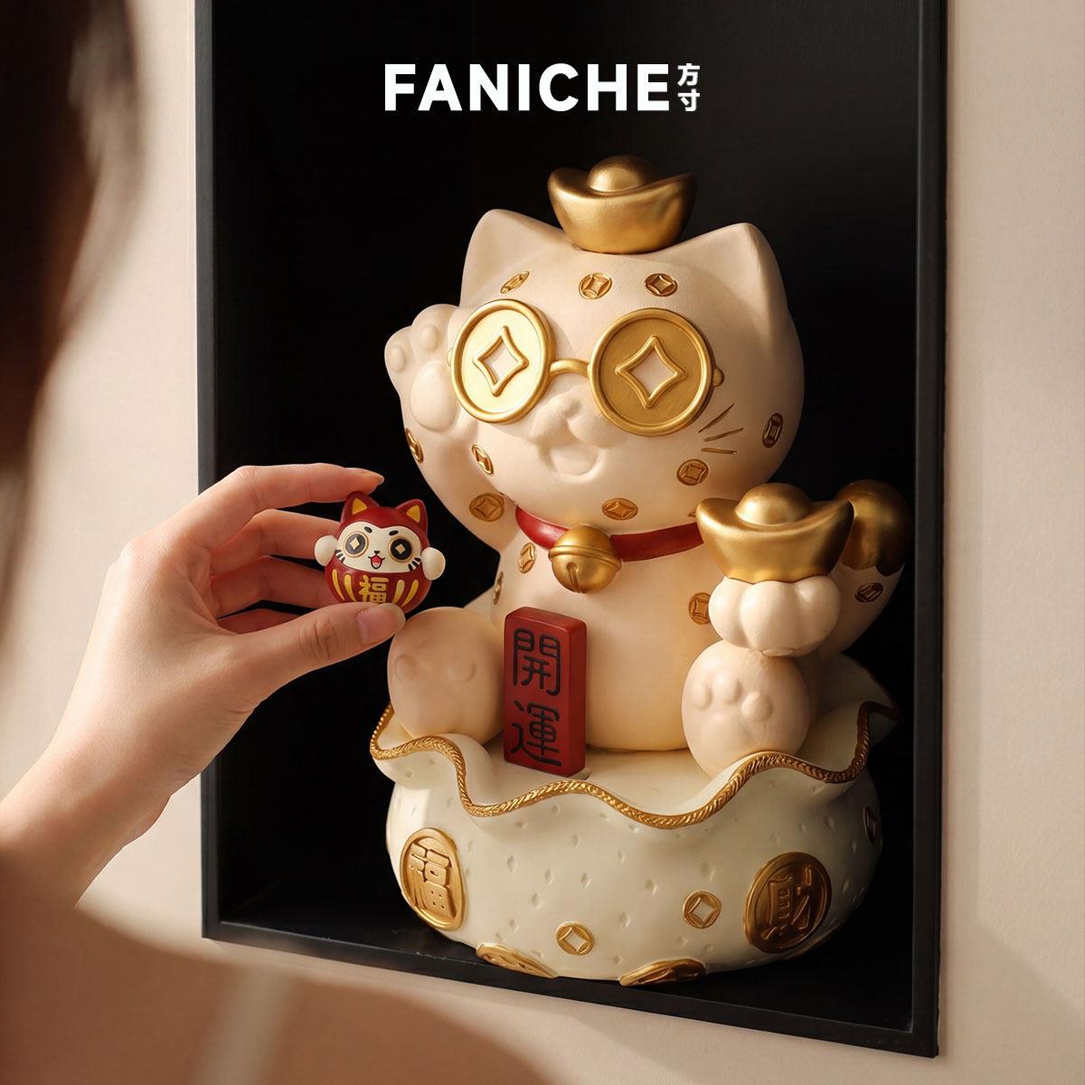 FANICHE创意招财猫开业送礼玄关装饰摆饰旺宅发财猫家用桌面布置