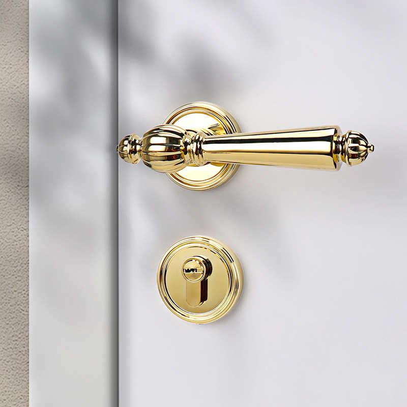 厂家直销门锁室内卧室静音磁吸房门锁法式轻奢金色木门家用门把手