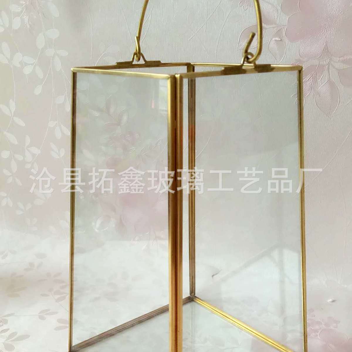 肉多欧景观摆件装饰苔藓金色玻璃罩式微新款几何手提烛台