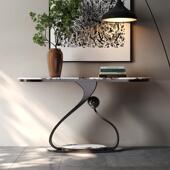 意案锈式 轻奢入户玄关2435台别墅酒店客厅廊走条端景台靠墙不钢玄