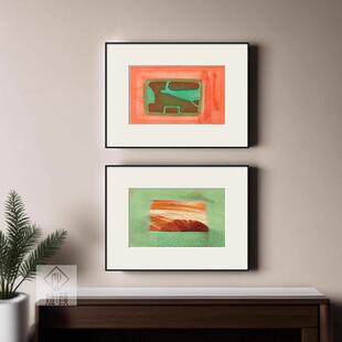 简约现代沙发背景抽象装饰画暖色玄关客厅挂画艺术餐厅样板房壁画
