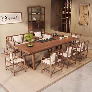 新中式实木屏风茶桌椅功夫茶几禅意家用接待罗汉床沙发茶道桌组合