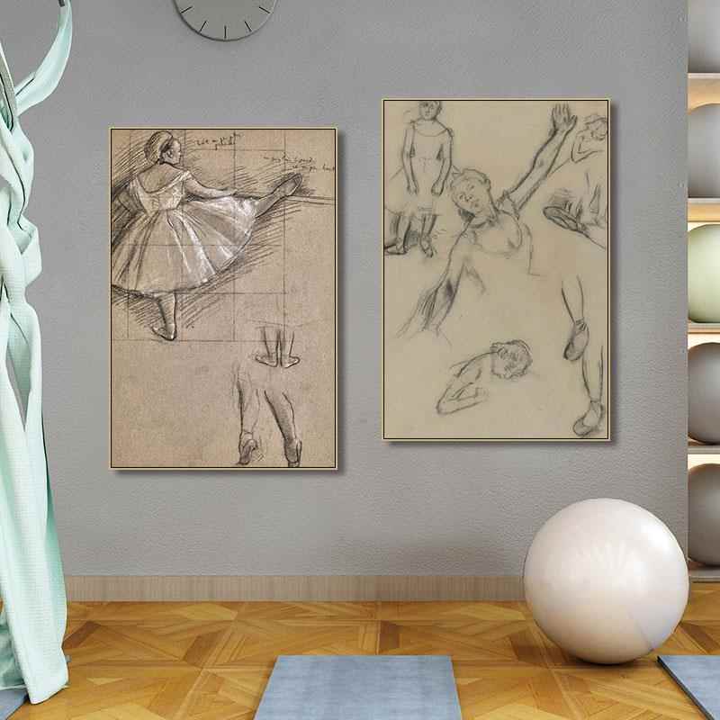 芭蕾舞挂画素描人物美术室装饰画复古舞蹈艺术培训室女孩卧室壁画图片