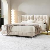 现代简约布艺床主卧大小户型双人床设计师网红软包意式 极简肌肉床