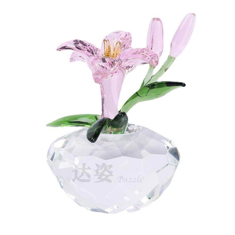 水晶百合北欧轻奢客厅装饰品水晶玻璃花瓶摆件结婚礼物水晶工艺品