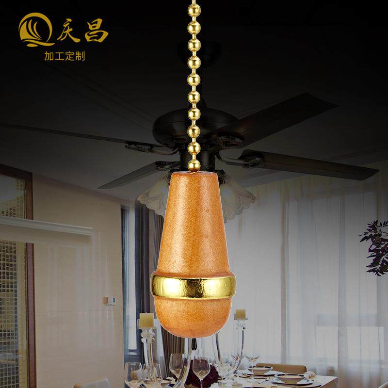 跨境热销风扇灯开关灯饰配件吊坠木制灯具来图来样led胡桃木灯饰