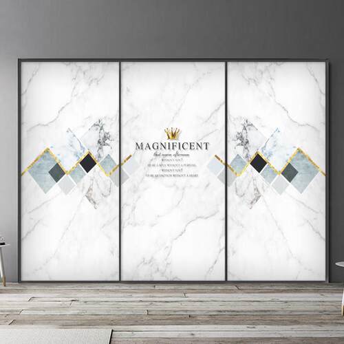 北欧简约卧室防潮衣柜贴纸翻新自粘壁纸改色贴膜衣橱柜子推拉门贴